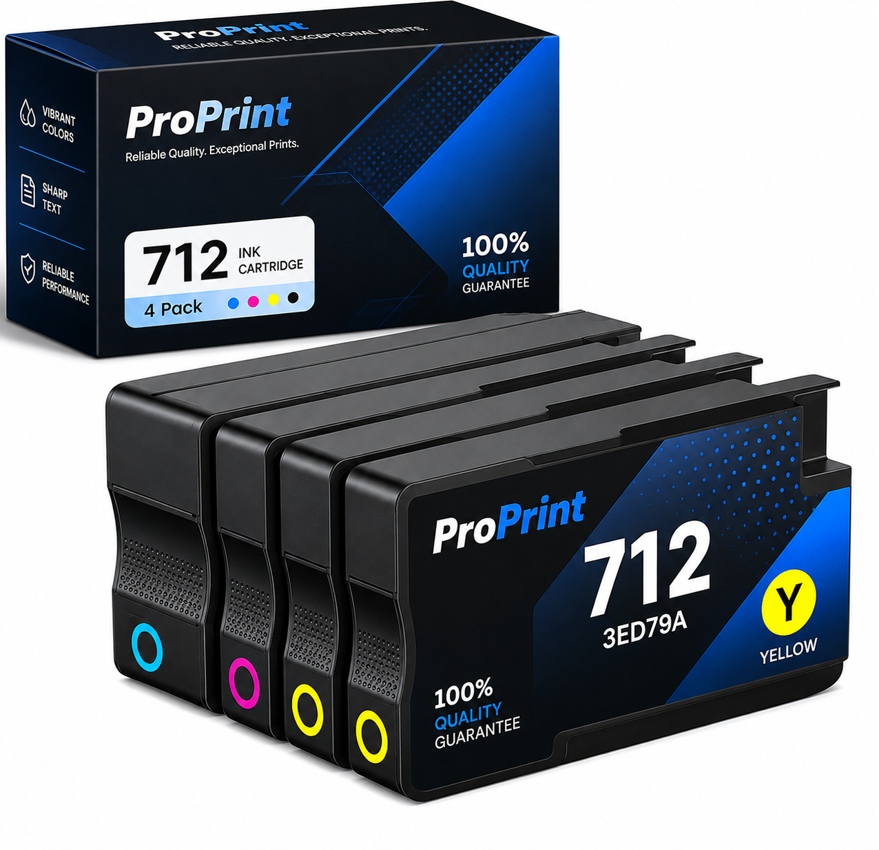 Compatible 712XL High-Capacity Ink Cartridge Set, CMYK, 4-Pack (INK-712XL-CMYK4)