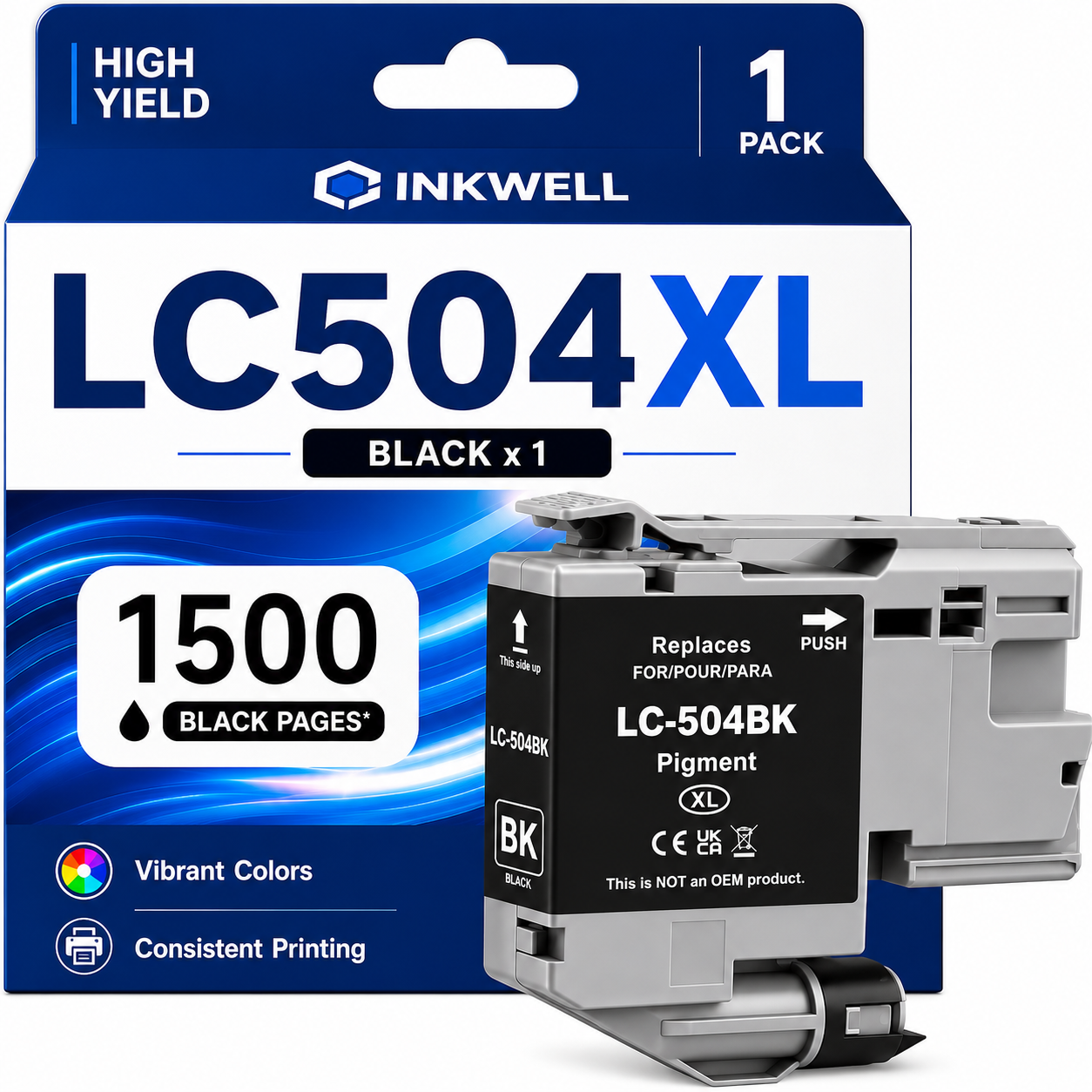 Compatible LC504XL High-Yield Black Ink Cartridge with Chip, 1-Pack (P30-LC504XL-BK1)