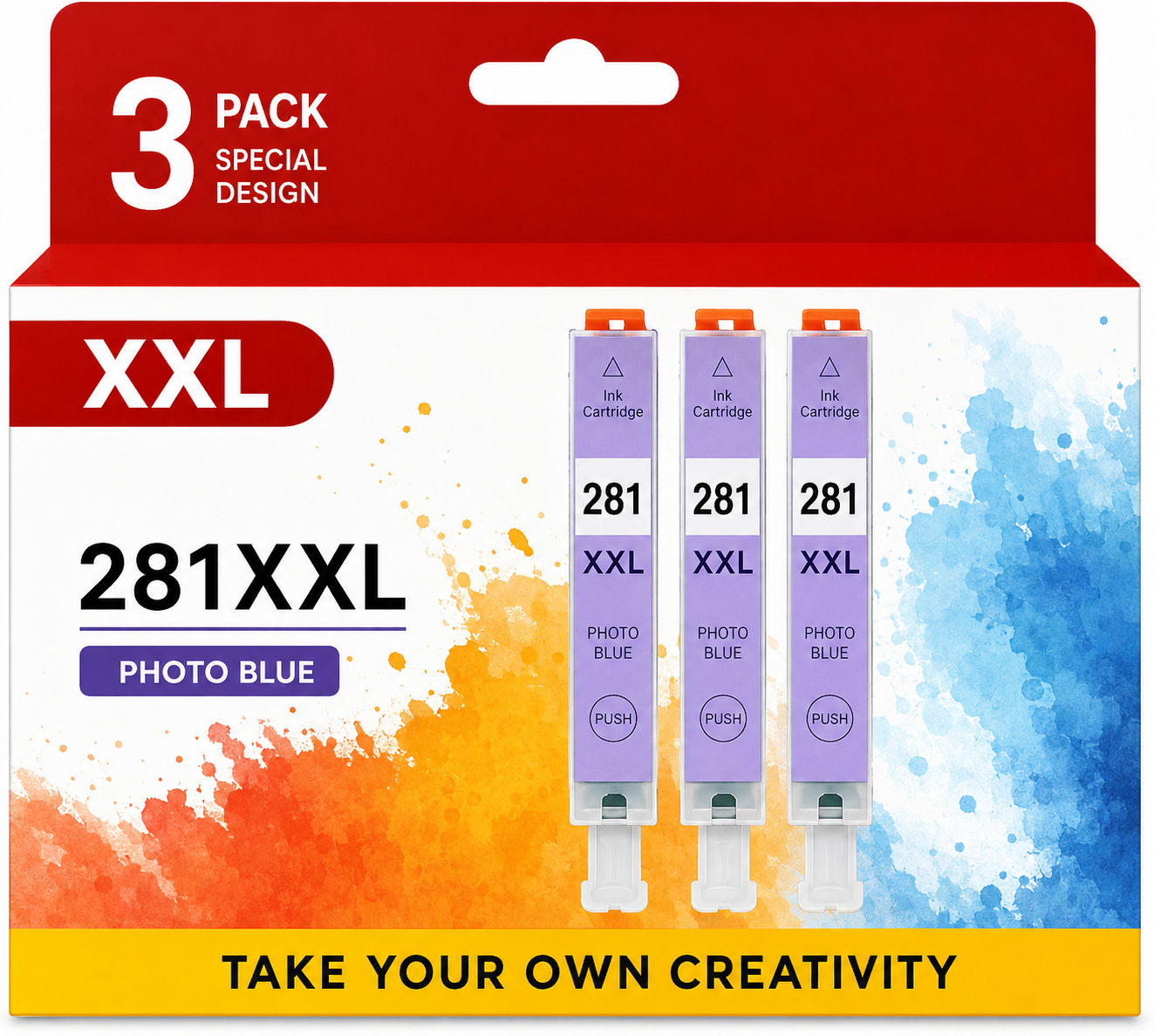 CLI-281XXL Compatible High-Yield Photo Blue Ink Cartridges, 3-Pack (INK-281XXL-PB3)