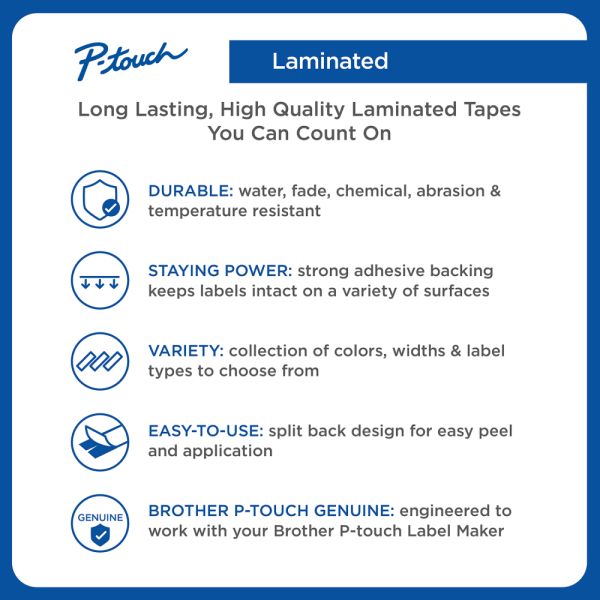 Laminated Label Maker Tape, 0.47" x 26', Black on White, 4 Rolls/Pack (OFF-LT047-BW4)