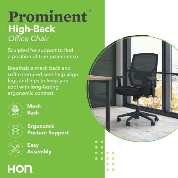 Ergonomic High-Back Mesh Office Task Chair, Onyx Black (FUR-CHR-HB-MSH-BK)
