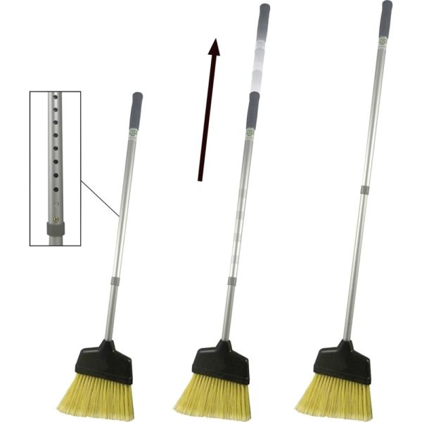 Telescoping Upright Dust Pan & Broom Set, 12" x 44", Gray/Silver (FAC-DPB44-GS)