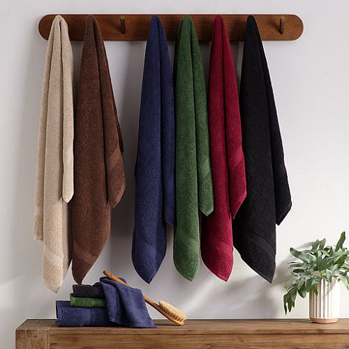 Commercial Cotton Bath Towels, 26" x 52", Black, 24/Case (FAC-BT2652-BK24)