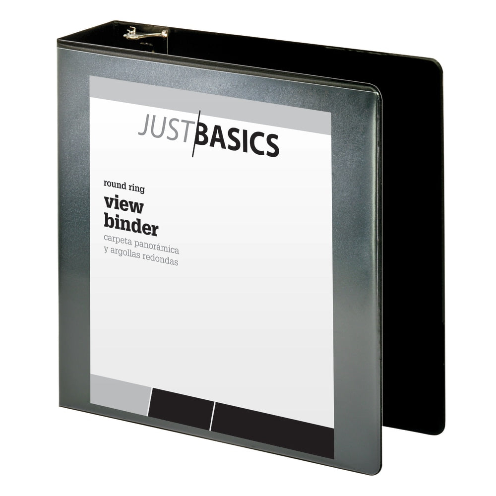 Standard View 3-Ring Binder, 3" Round Rings, Black (OFF-BND3-RR-BK)