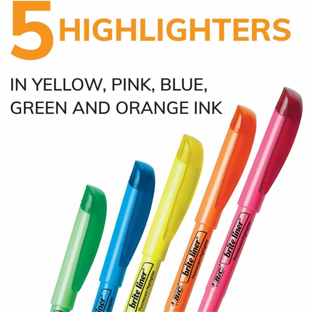 Pocket Highlighters, Chisel Tip, Assorted Fluorescent Colors, 5/Pack (OFF-HL-PKT-AST5)