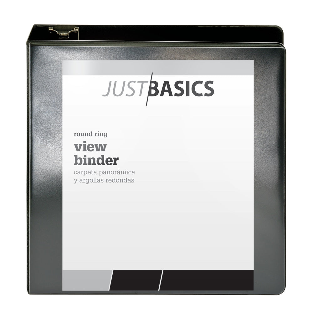 Standard View 3-Ring Binder, 3" Round Rings, Black (OFF-BND3-RR-BK)