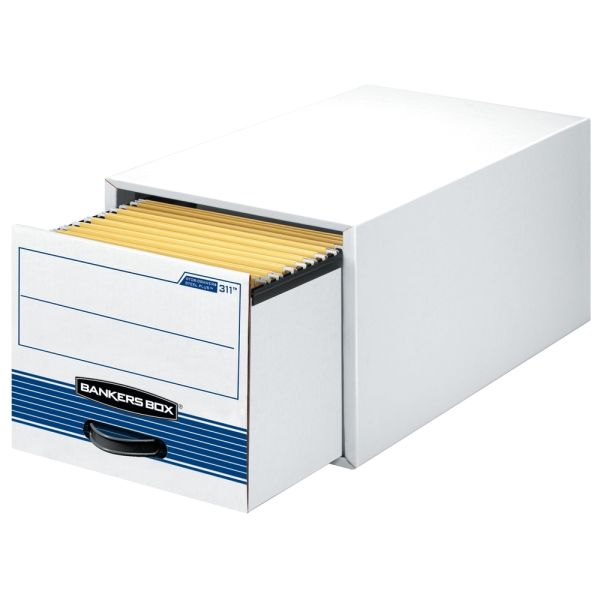 Stackable Drawer File Storage Boxes, Letter Size, 23" x 12.5" x 10.5", White/Blue, 6/Pack (OFF-DFB2312-WB6)