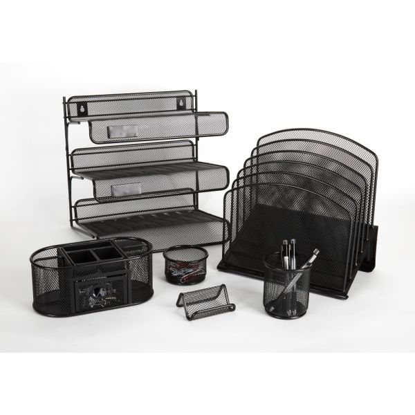 3-Tier Metal Mesh Desktop Organizer Shelf, Matte Black (OFF-DS3T-MSH-BK)