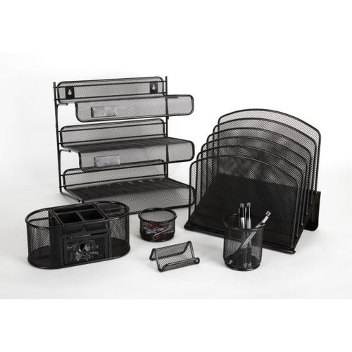3-Tier Metal Mesh Desktop Organizer Shelf, Matte Black (OFF-DS3T-MSH-BK)