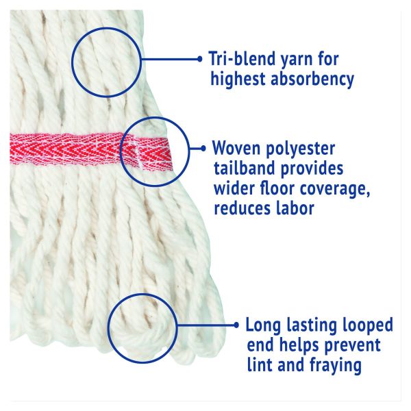 Commercial Loop-End Wet Mop Head, Cotton Blend, 5" Headband, Large, White (FAC-MOP-LG5-WH)