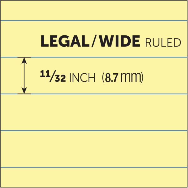 Professional Legal Writing Pads, Wide Ruled, 8.5" x 11.75", 48 Sheets, Canary, 8/Pack (OFF-LP-WR48-CN8)