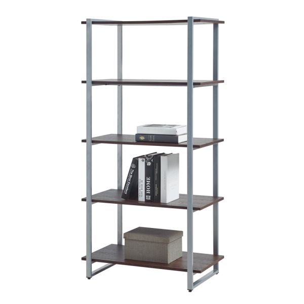 Contemporary 4-Shelf Wood Bookcase, 59.5"H, Warm Walnut (FUR-BC4S-595-WW)