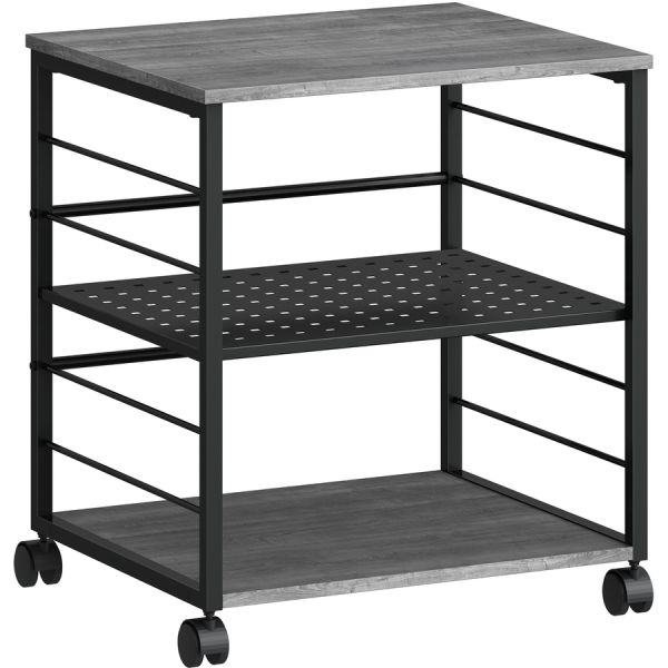 3-Tier Mobile Office Equipment & Printer Cart – Charcoal/Black (FUR-EC3T-242027-CB)