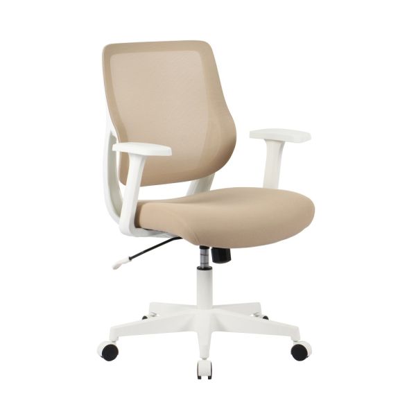 Modern Mesh Low-Back Office Task Chair, Linen Beige/White (FUR-CHR-LB-MSH-BW)