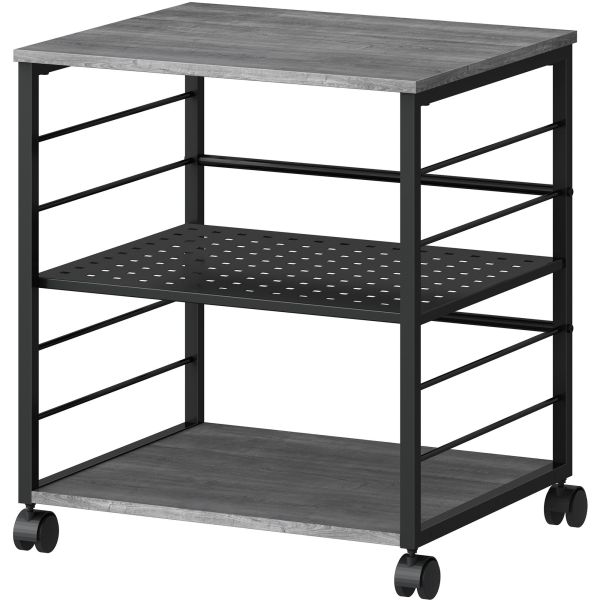 3-Tier Mobile Office Equipment & Printer Cart – Charcoal/Black (FUR-EC3T-242027-CB)