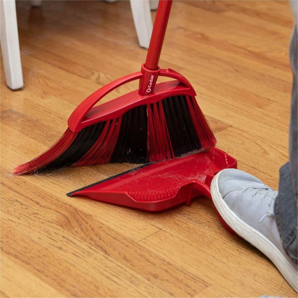 Commercial Angled Corner Broom with Multi-Surface Bristles, Red/Black (FAC-BRM-AC-RB)
