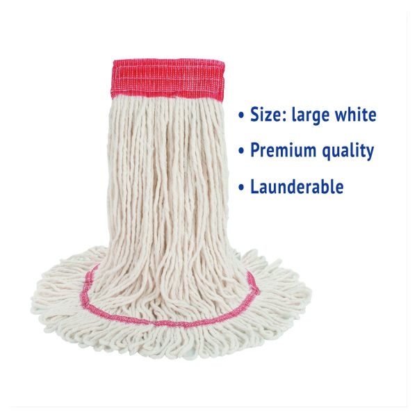 Commercial Loop-End Wet Mop Head, Cotton Blend, 5" Headband, Large, White (FAC-MOP-LG5-WH)