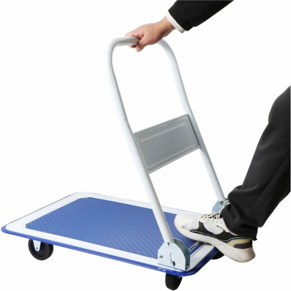 Compact Folding Platform Utility Cart – 325 lb. Capacity, Blue/Gray