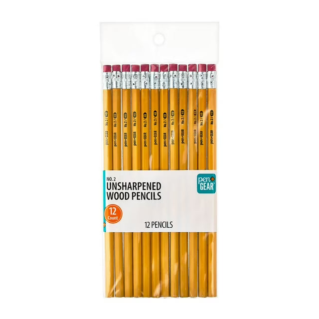 Classic Wood Pencils, Unsharpened, #2 HB Graphite, Yellow, 12/Pack (OFF-PCL2-YL12)