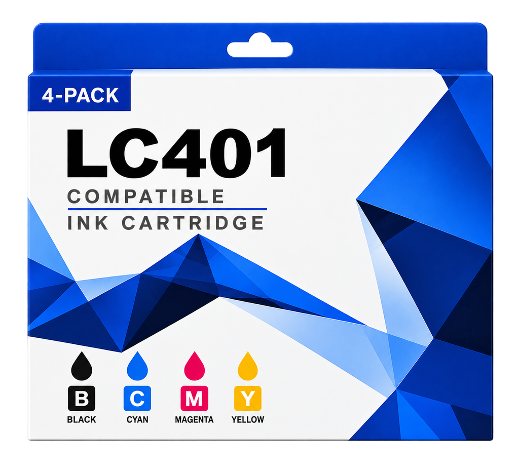 Brother LC401 Compatible Ink Cartridge Box, Black/Magenta/Cyan/Yellow, 4-Pack (TKX-LC401-4PK)